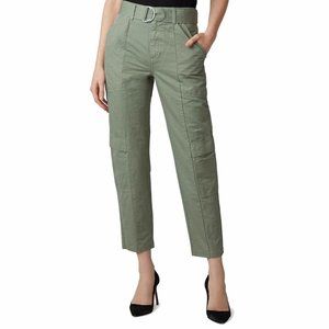 J Brand Athena Pants Women High Rise D-Ring Belted Slim Utility Pants Green 30